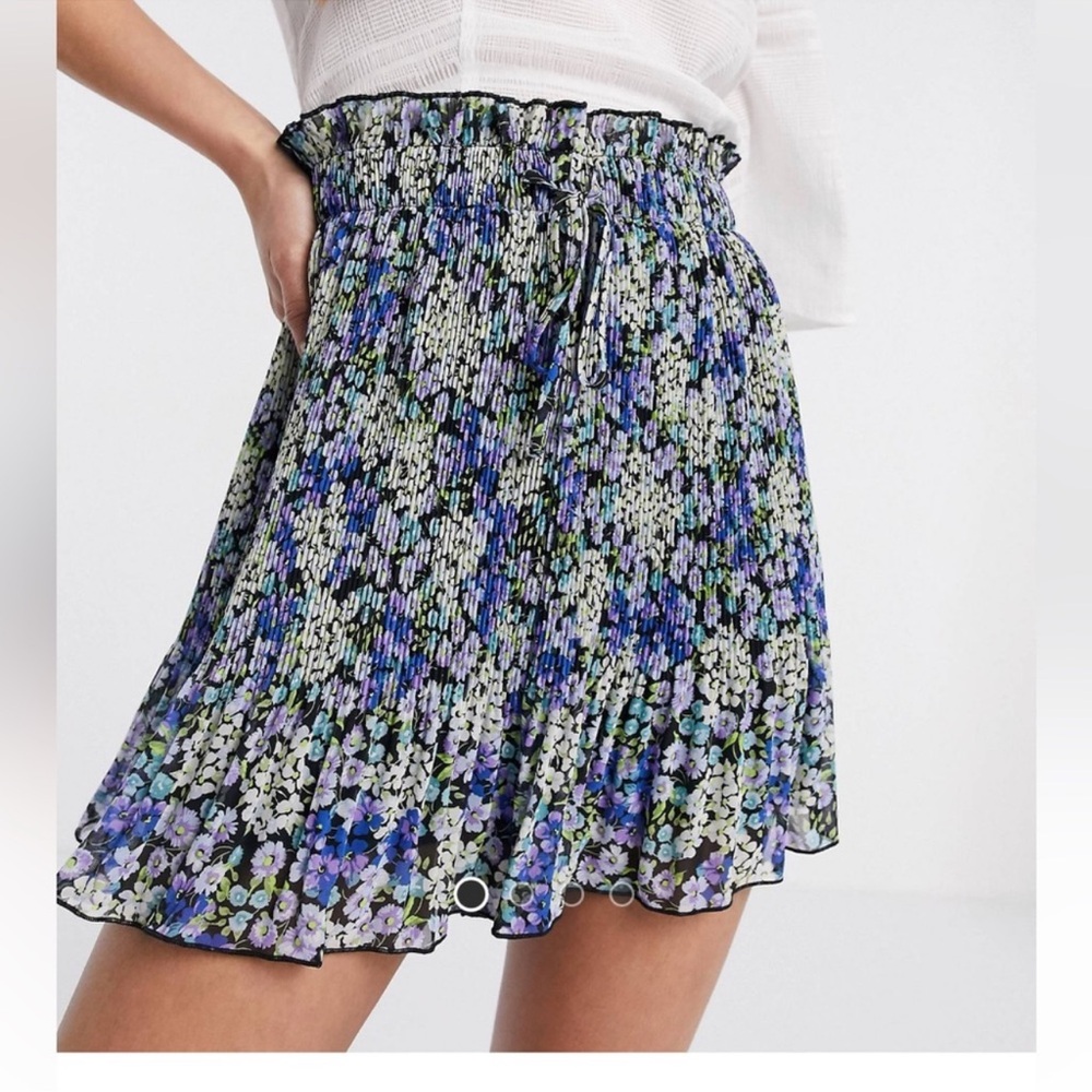 ASOS Floral Smocked Mini Skort - Blue Multi